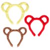 Bear Ears Headbands, Yellow Brown Red Bear Ears, Colorful Bear Ears Headband Bear Costume Accessories Bear Ears Costume Mouse Ears for Halloween Cosplay Christmas Face Wash (3 Pack)