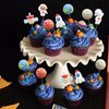 Ephlyn 24Pcs Outer Space Cupcake Toppers Planet Rocket Spaceship Trip to the Moon Star Cupcake Picks Solar System Galaxy Universe Planets Birthday Cupcake Decorations Party Supplies