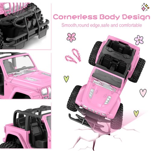 NQD Remote Control Car, Rechargeable RC Racing Cars with Stickers 1:16 Scale, 80 Min Play, 2.4Ghz Off Road Trucks All Terrain Toys Gifts for 3-Year-Old Girls