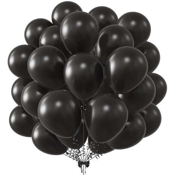 KALOR 10 Inch Black Balloons, 100 Pcs Latex Helium Balloons for Kid's Birthday Party Baby Shower Wedding Graduation Graduation Party Decorations