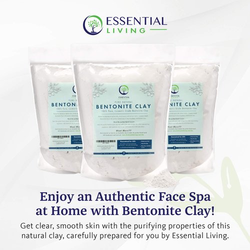 Essential Living: Bentonite Clay Powder - All-Natural DIY Skin Care Facial Mask for Deep Cleansing, Acne and Chapped Skin - 2 lbs. - Suitable for All Skin Types - No Additives - Cosmetic Grade