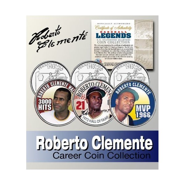 Baseball Legend ROBERTO CLEMENTE Statehood Quarter Colorized 3-Coin Set LICENSED