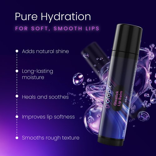 Glotopix Glostick Natural Lip Balm - Organic Chapstick with 3 Beeswax, Shea Butter, Jojoba Oil and Avocado Oil 100% Vegan - Moisturizing, Repairing and Nourishing Lip Mask - Silicone-Free - 0.15Oz