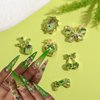 30Pcs Green Nail Rhinestones Nail Charms 3D Alloy Butterfly Cherry Crown Bow Nail Art Charm with Green Gems Crystal Shiny Nail Jewelry St Patrick’s Day Summer Women Nail Decorations