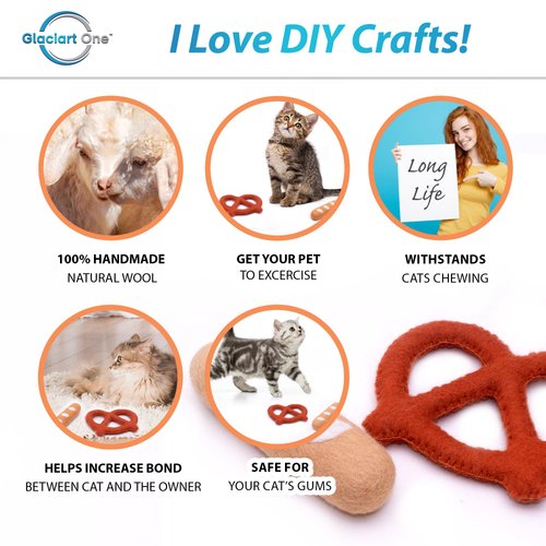 Glaciart One Catnip Chew Toys for Cats & Kittens - Bread Stick & Pretzel Shapes - Fun & Cute Catnip Toys for Cats, Kitten and Cat Kicker Toy, Indoor Cat Teething Chew, Biting - Pet Cat Birthday Gift