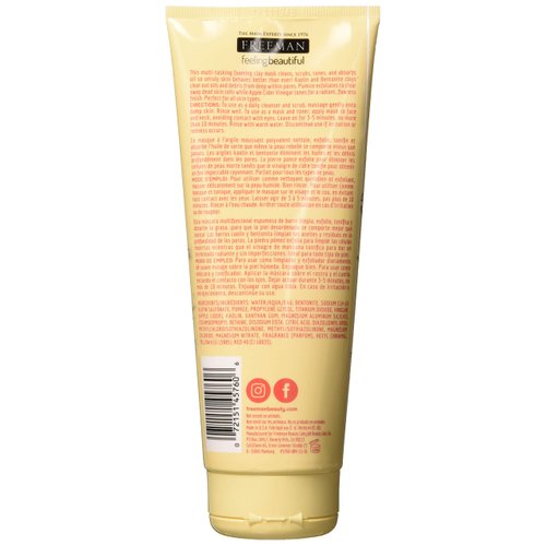 Freeman Facial Apple Cider Vinegar Clay Mask Plus Scrub, 6 oz./177 mL, Pack of 2