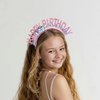 Fosrisix Happy Birthday Sash Crown Headband Tiara for Girls Pink Birthday Decorations for Adult Woman Princess Birthday Party Decorations Supplies Gifts Set of 2