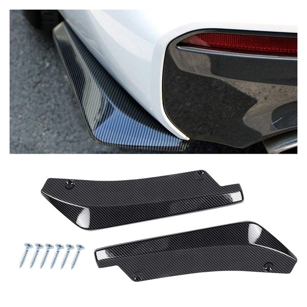 Augeny 2 PCS Rear Bumper Canard Diffuser, Anti-Crash Rear Bumper Lip Body Kit, Universal Rear Bumper Installed at The Bottom for Lip Diffuser Splitter Canard Protector Rear Canards (Carbon Fiber)