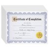 Best Paper Greetings 48 Sheets Blue Floral Certificate of Completion Paper for Printing with Gold Foil Sticker Seals - Customizable with Border for Graduation, Diploma, Awards (8.5 x 11 in)