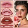 ZHISHUDL 2PCS Lip Tint Stain Marker Dark Red Matte Liquid Lipstick & Lip Liner Pencil Long Lasting Waterproof Lip Liner Stain Non-Stick Cup Lip Makeup Stain Liner Marker + 01Dark Red + 06 Cherry Red