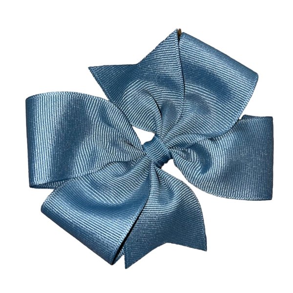 Solid Denim Blue Pinwheel Hair Bow 4" MADE IN USA