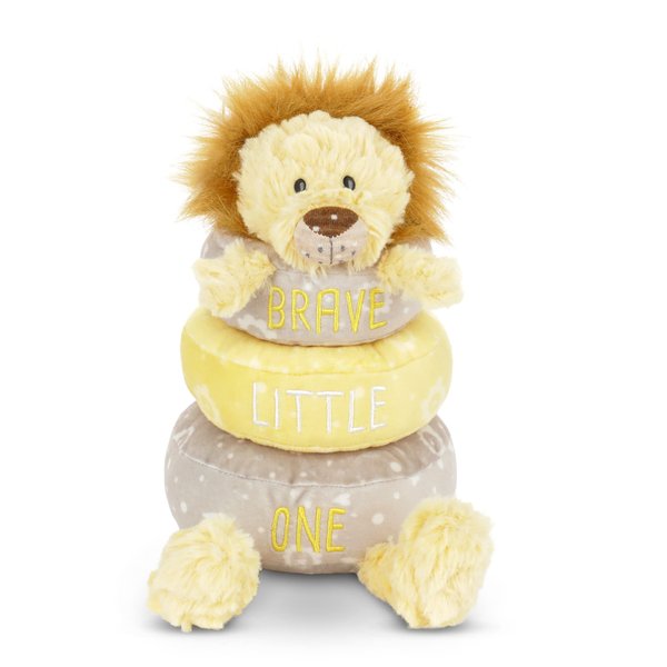 DEMDACO Brave Little One Lion 9 Inch Yellow Stackable Rings Plush Stuffed Animal