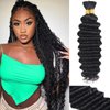 Human Braiding Hair 2Bundles 100g 16 Inch Deep Wave Bulk Human Hair for Braiding No Weft 12A Brazilian Virgin Curly Human Hair Extensions for Boho Braids Wet and Wavy Human Hair Braiding Hair