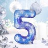Lunmon 40 Inch Blue Snowflake Balloon Number 3 Snowflake Balloon Snowflake Birthday Balloons Decorations for Girls Birthday Snowflake Themed Party Supplies Winter Party Decorations(Number 5)