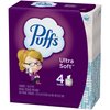 Puffs Ultra-Soft 2-Ply Facial Tissues, White, 56 Tissues Per Cube, Pack Of 4 Cubes