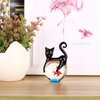 Too-arts Cat and Goldfish Sculpture Glass Ornament Cat Figurine Hand Blown Black & Red