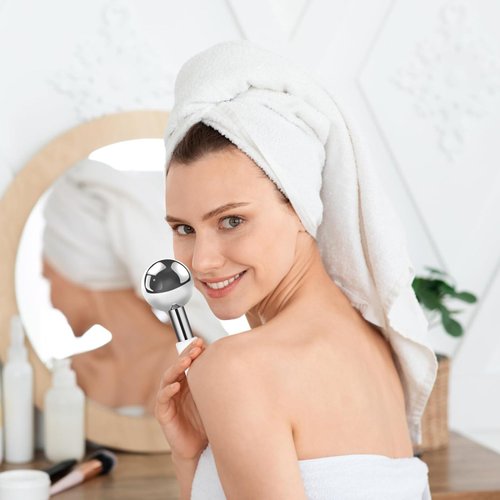 AUKL Ice Globes Stainless Steel Beauty Facial Massager for Face & Eyes, Unbreakable Stainless Steel Cryo Sticks for Beauty Routines, Facials Cold Roller Cooling Globes(Gold,1Pack)