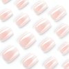 Press on Nails Short Square Fake Nails Press ons With Pink White Gradient Designs Simple Glue on Nails Full Cover False Nails Rtificial Acrylic Stick on Nails for Women 24 Pcs