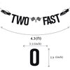 Two Fast Banner, Race Car Theme Party Decorations, 2nd Birthday Decorations, Happy 2nd Birthday Decorations for Boys, Race Car Birthday Decor Black Glitter