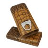 AMANCY Classical Brown Crocodile Pattern Leather Cigar Holder Case with 2 Triple Jet Cigar Lighter and Cutter,Great Cigar Gift Kit for Men