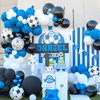 Soccer Balloon Arch Kit,Royal Blue White Metallic Silver Football Balloons for Kids Boy Soccer Birthday Party Decorations Baby Shower Wedding Anniversary Graduation Sport Themed Party Supplies