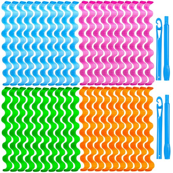 42 Pieces Heatless Waves Hair Curler, No Heat Damage Wavy Hair Curlers with 2 Sets of Styling Hooks, Heatless Curls for Women Girls Long Medium Short Hair(4 Colors,30cm/ 11.8")
