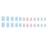 24Pcs French Tip Press on Nails Short Short Fake Nails Blue Glitter Sequins with Rhinestones Exquisite Design Full Cover Artificial Glue on Nails Rhinestones False Nails for Women Girls Acrylic Nails