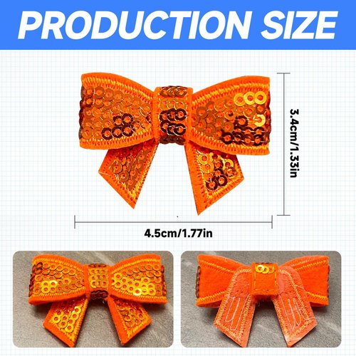 ZZXLLRO 16Pcs Mini Bow Sequin, Shiny Small Red Bow Iron on Applique Embroidered Patches for Clothing, Bags, Jackets, Jeans DIY Accessory Craft Valentine Decoration