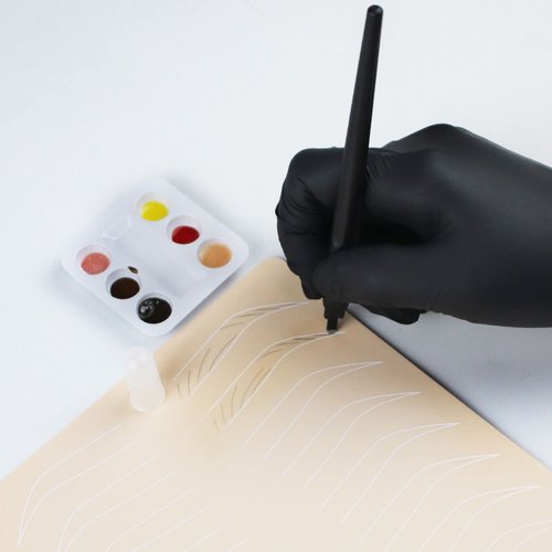 10pcs Black Disposable Microblading Pen Tool with 18U Blades 0.18mm and 30pcs Disposable Tattoo Pigment Tray Microblading Kit (Set 2)