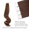 ABH AmazingBeauty Hair Tape in Hair Extensions Real Human Hair Semi-permanent 50g 20pcs Tape in Attached Skin Weft Invisible Seamless Reusable Walnut Brown Color 3 14 Inch