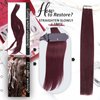 Moresoo Burgundy Tape in Hair Extensions Human Hair Invisible Tape in Extensions Wine Red Tape in Human Hair Extensions Burgundy Hair Extensions Real Hair Tape in 20 Inch #99J 20pcs 50g
