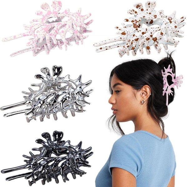 4 PCS Conch Hair Claw Clips Ocean Conch Cute Hair Clip Metal Conch Hair Claw Clips Conch Shaped Design Hair Claw Clips French Hair Clamp Hair Styling Accessories with Strong Hold Barrette Clips