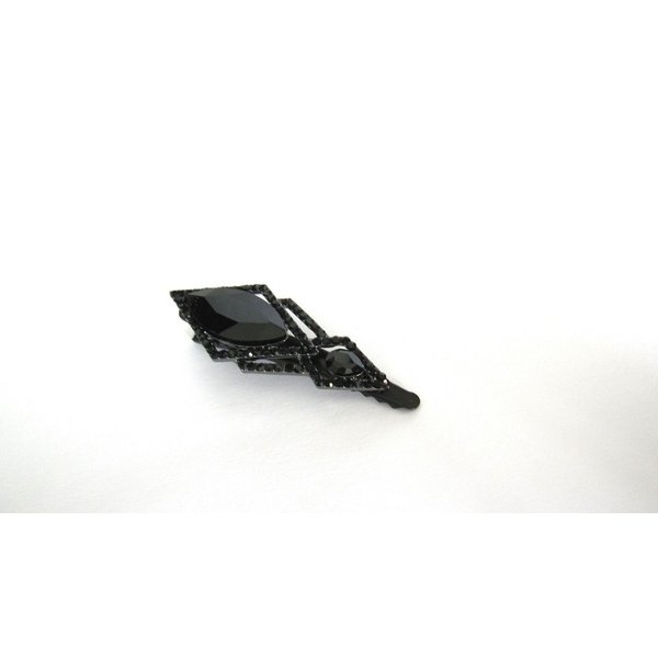 Medium black metal crystal diamond shaped hair pin alligator clip