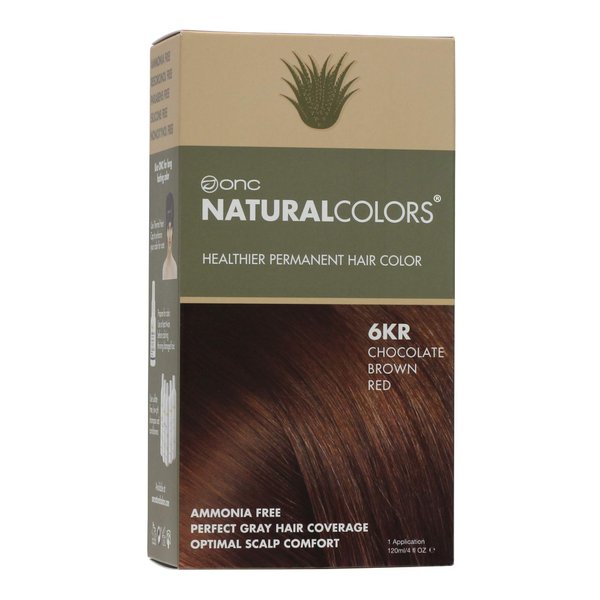 ONC NATURALCOLORS (6KR Chocolate Brown Red) 4 fl. oz. (120 mL) Heat Activated Healthier Permanent Hair Dye with Certified Organic Ingredients, Ammonia Free, Vegan Friendly, 100% Gray Coverage