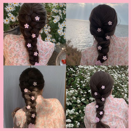 Pink Flower Hair Clips for Women Girls Wedding Hair Barrettes for Bride Side Hair Clip No Slip Hair Pins for Thick Thin Hair Accessories for Braids Clips 5 Pieces