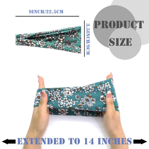 FULZTEY Boho Headbands Fashion Wide Head Bands For Women's Hair Chic Floral Bandanas Elastic Yoga Workout Sweat Headwraps Soft Fabric Hairbands Non Slip Turban Hair Accessories For Teenage Girls 6Pcs