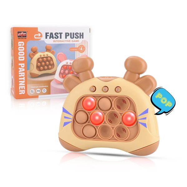 Upgraded Handheld Quick Push Game for Kids 6-12, Sensory Fidget Toys for Kids 8-12, Party Favors Puzzle Pop Bubbles Birthday Gifts for 6 7 8 9 Year Old Boys Girls Teens Adults (Deer-Brown)