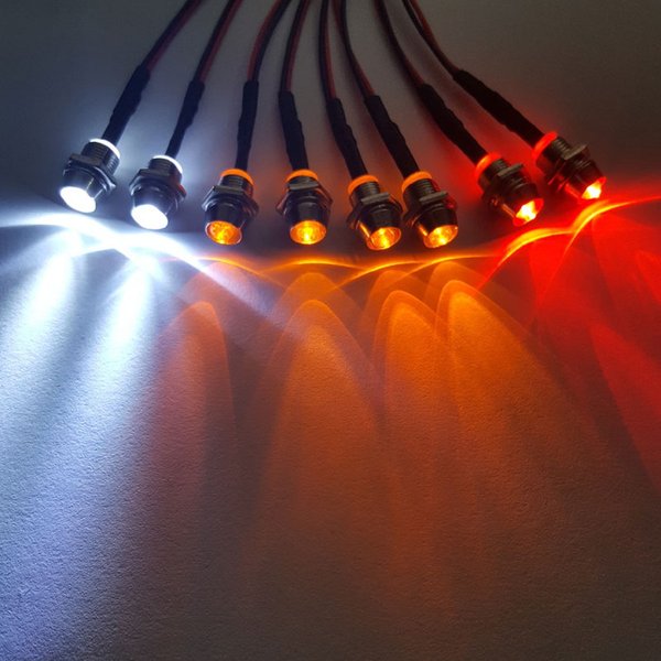ShareGoo 8Leds LED Light Headlights Lighting Taillight Kit Compatible with Traxxas HSP Tamiya Redcat RC4WD Axial SCX10 RC Car Truck Tank Crawler,Red Orange White Led