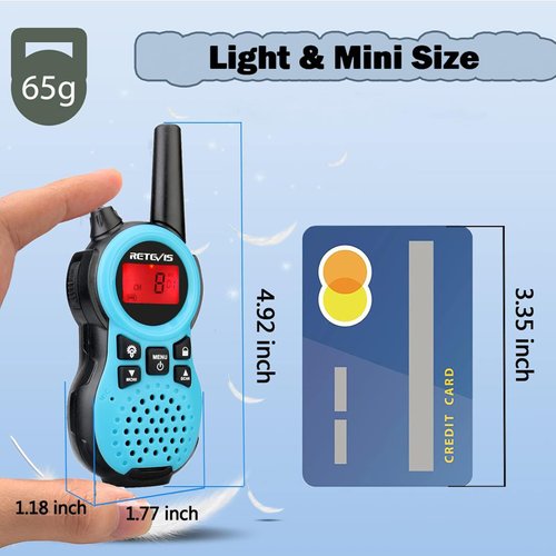 Retevis RT38 Walkie Talkies for Kids,Kids Toys for 6-12 Year Old Boy Girl,Mini Size USB Port,Long Range FRS Radio,Camping Hiking Outdoor(Blue 1 Pair)