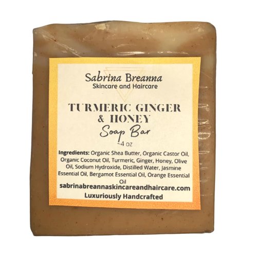 Turmeric Ginger and Honey Soap Bar, Helps Brighten/Fade Dark Marks, Natural and Handmade, for Body and Face, Help Reduce Acne,