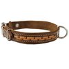Brown Genuine Leather Braided Dog Collar, 1" Wide. Fits 14"-17" Neck.