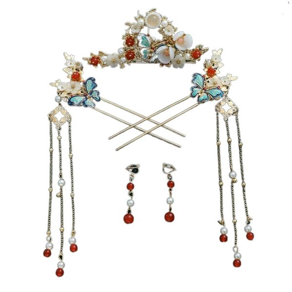 zaoalife Flower Tassels Hairpin, Crystal Rhinestone Pearl Hair Clips,Chinese Hair Stick Long Tassel Flowers Pearl Hair Pins Set,Vintage Hair Accessories(G)