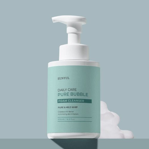 EUNYUL Daily Care Pure Bubble Foam Cleanser 16.9 fl. Oz. Korean Skincare pH 5.5 Bubble foam with Pump type Face Wash for Deep Cleansing