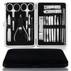 ENTT 18 Piece Manicure Pedicure Set & Grooming Kit - Gift for Men, Women, Wife, Husband, Teen, Seniors, Parents – Carbon Steel Tools - Premium Travel Case & Professional Nail Clippers – Black Case