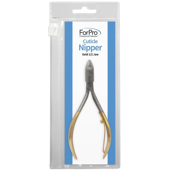 ForPro Professional Collection Cuticle Nipper Gold Hard Steel 1/2 Jaw, 100188