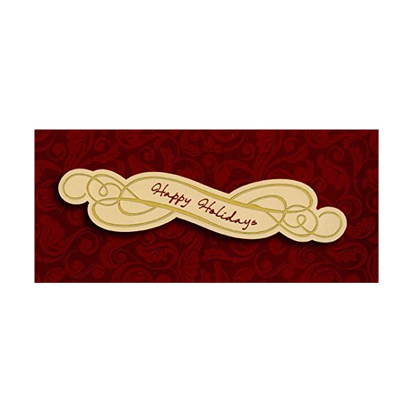 Designer Greetings Happy Holidays on Burgundy Swirls - Package of 8 Christmas Money/Gift Card Holders