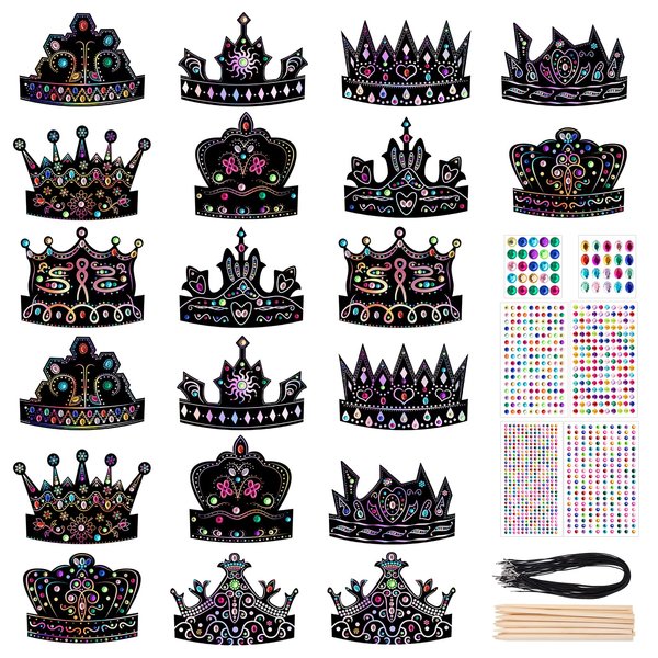 KXCOFTXI Christmas Mask Craft Kit for Kids, DIY Rainbow Scratch Art Masks for Christmas and Animal Birthday Party, Christmas Mask Craft Kit with Elastic Cords and Wooden Styluses
