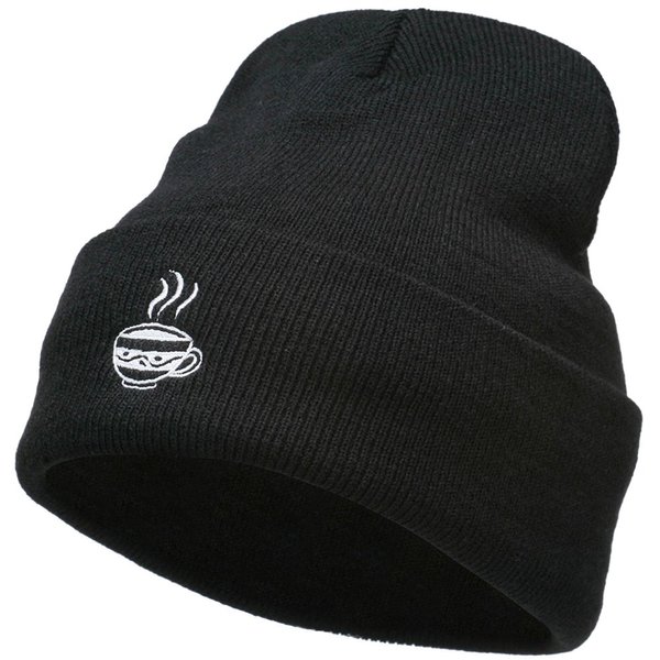 e4Hats.com Coffee Cup Embroidered Long Beanie - Black OSFM