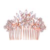 EVER FAITH Wedding Hair Comb Crystal Flower Snowflake Bridesmaids Bridal Hair Accessories Rose Gold-Tone