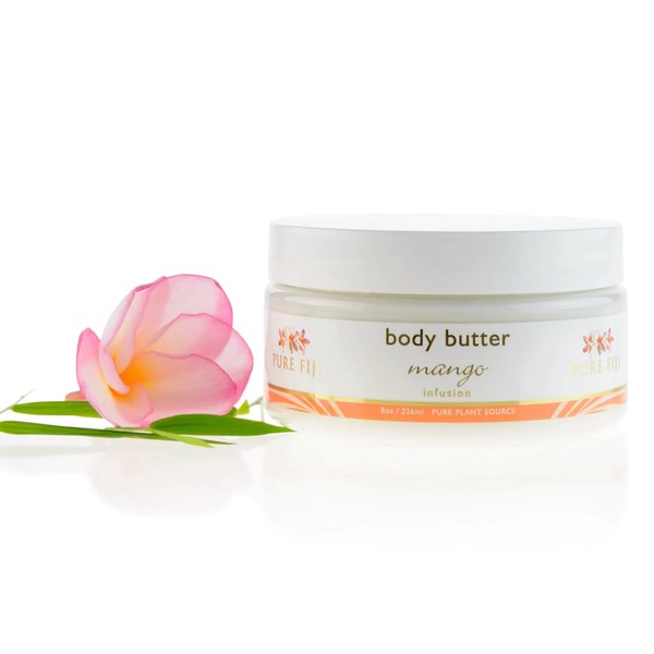 PURE FIJI Body Butter - Moisturizer Body Butter Cream - Face Cream and Body Lotion for Dry Skin with Natural Oils & Vitamin E, Body Butter For Women for Men,Mango, 8oz